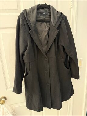 torrid Black Hooded Wool-Blend Trench Coat
